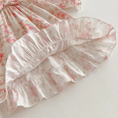 2025 Boutique Spring Cute Baby Clothes Girls Floral Print Dresses Newborn Girl Romper Birthday Party New Dress for Children Kids