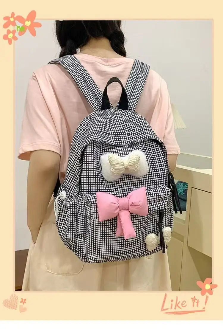School Bag Bow Tie Schoolbag Japanese Style Instagram, College Student Backpack Fresh And Versatile Cute Backpack For Girls Gift
