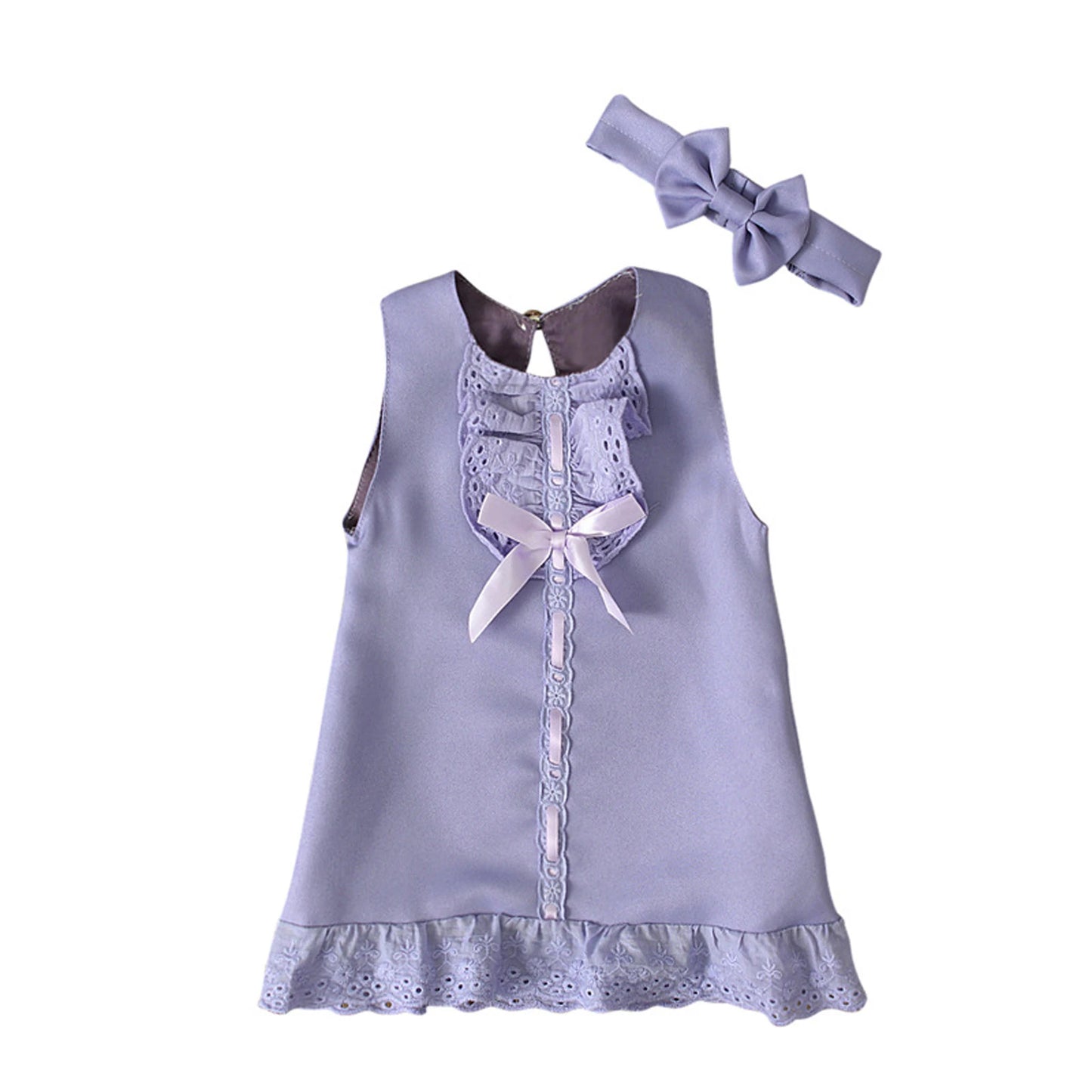 0-24 Months Newborn Infant Baby Girls Dress White Princess Lace Bowknot Sleeveless Dress Headband Clothes Outfit Sets