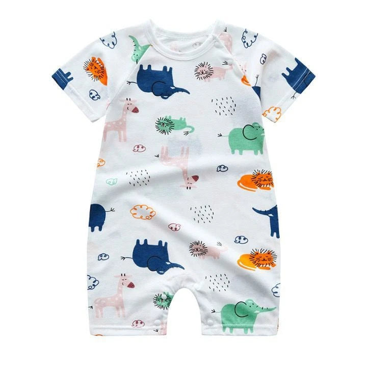 Newborn Baby Clothes Short Sleeve Romper Printed Cartoon Cute Baby Boys One-piece Clothes Toddler Jumpsuit Infantil Costume