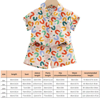Summer Baby Boy Outfits Suit Fashion Print Kids Shirt Short Pant Sets Thin Cotton Toddler Tee Tops Children Clothes Tracksuits