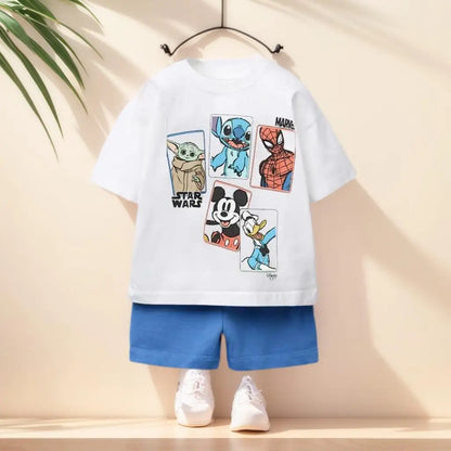 Cool Kids Boys Girls Summer Clothing Sets Children Cut Cartoon Print Short Sleeve T-shirt Tops With Shorts Toddler Baby Pajamas