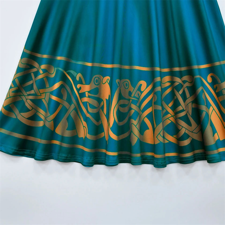 New Cartoon Movie Girls Princess Merida Dress Halloween Brave Princess Costume Children Green Velvet Long Sleeve Vintage Clothes