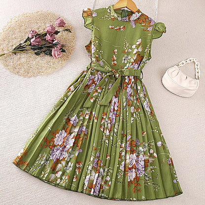 Girls Dress Summer 4-12 Years Flowers Sleeveless Fashion Elegant Little Princess Dress Birthday Dance Party Gifts Kids Clothes