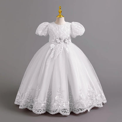 Party Dresses For Girls Flower Dress White Bridesmaid Wedding Pageant First Communion Clothes Birthday Party Piano Perform Gown