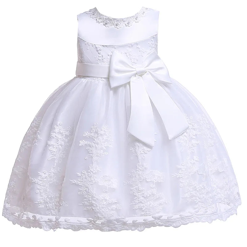 Newborn Baby Dress For Girls Embroidery Flower Big Bow Dresses Toddler Kids Birthday Party Wedding Vestidos 0 to 3 Years Old