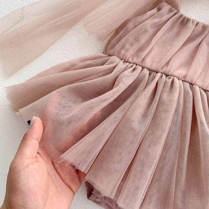 0-2 Year Old Baby Dress Summer New Newborn Centennial Birthday Party Girl Princess Dress Sleeveless Mesh Romper Dress