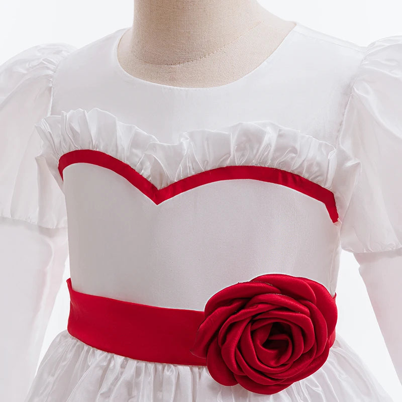 Girls Party Dresses White Wedding Bridesmaid Princess Dress Girls Elegant Birthday Piano Perform First Communion Baptism Gown