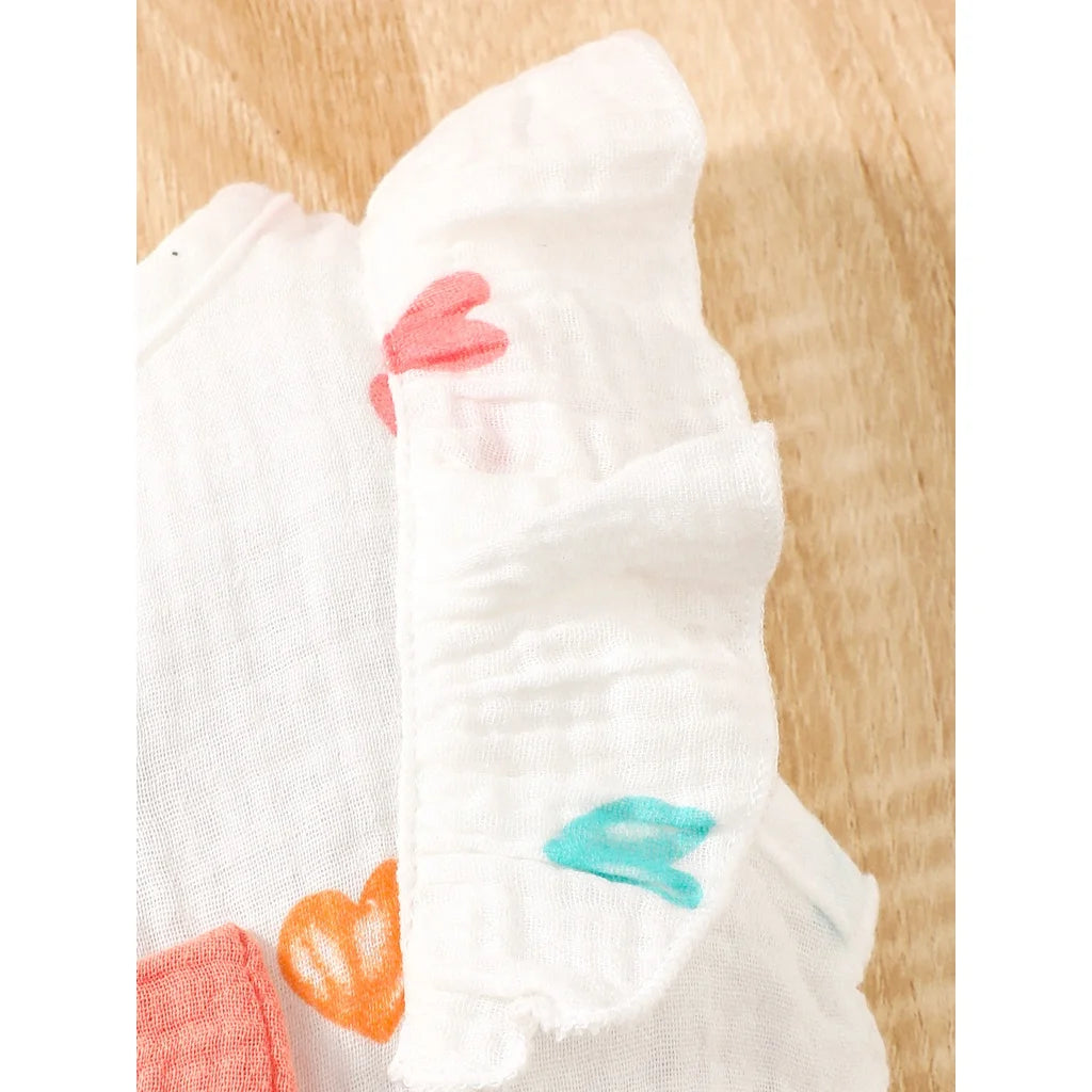 2PCS Dress Clothes Set Newborn Baby Girl Love Print Sleeveless Dress With Hat Summer Fashion Cute Wear for Infant Girl 0-9Months