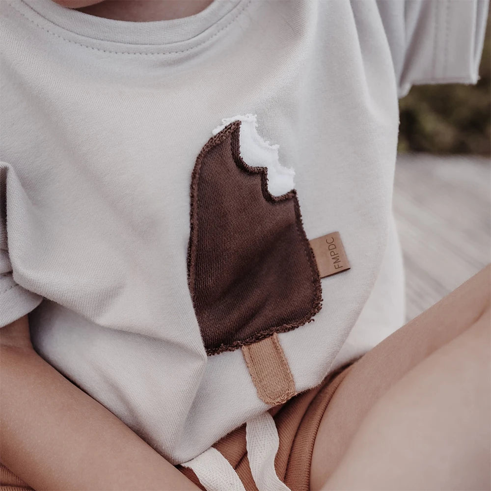 Summer Boys  Girls Clothing Solid Color Shorts T-shirt Casual  Ice Cream Rainbow Pattern Cotton Comfortable 6M-3Y