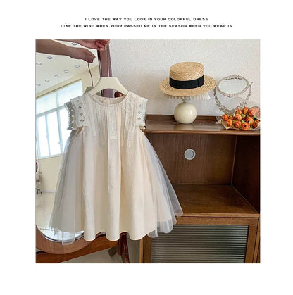 Girls Summer Dress 2025 Korean Toddler Princess Gown Fashionable Kids Dress for Big Girl Trendy Summer Clothes Cute Party Outfit