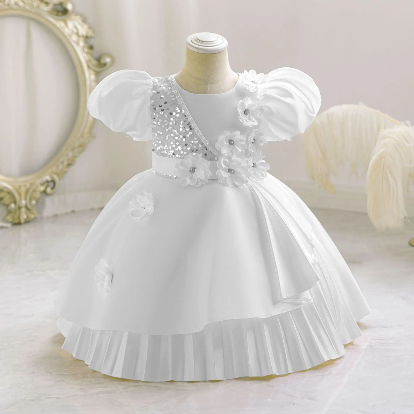 New Kid Party Dress for Occasions Flower Girl Formal Dresses Festive Children Red Clothes 1- 5 Years