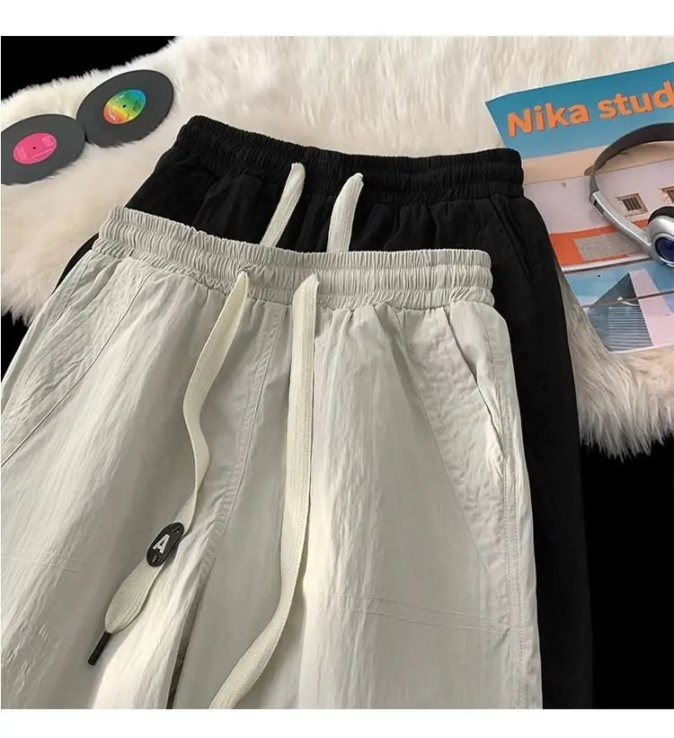 Summer Pants for Men Trendy and Versatile Loose Straight-leg Teenage American Quick-dry Cargo Casual   (Available)