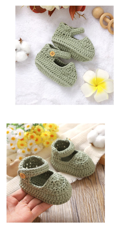 Newborn Baby Girl Shoes 0-1Y Fashion Pure Color Knit Infant Anti-Slip Soft Soled First Walkers Children Winter Walking Prewalker