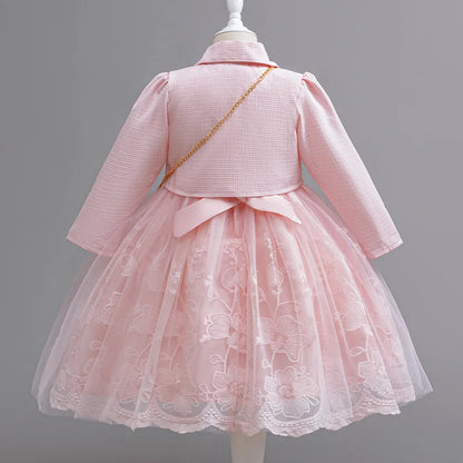 3PCS Elegant Party Dresses For Girls Fashion Lace Luxury Girl Princess Dress Children Birthday Evening Dress Wedding Prom Dress