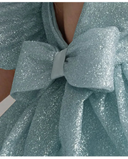 Elegant Puffy Luxury Girls Party Dresses Bowknot Evening Dress Flower Girl Princess Dress For Weddings Solid Bridesmaid Costume