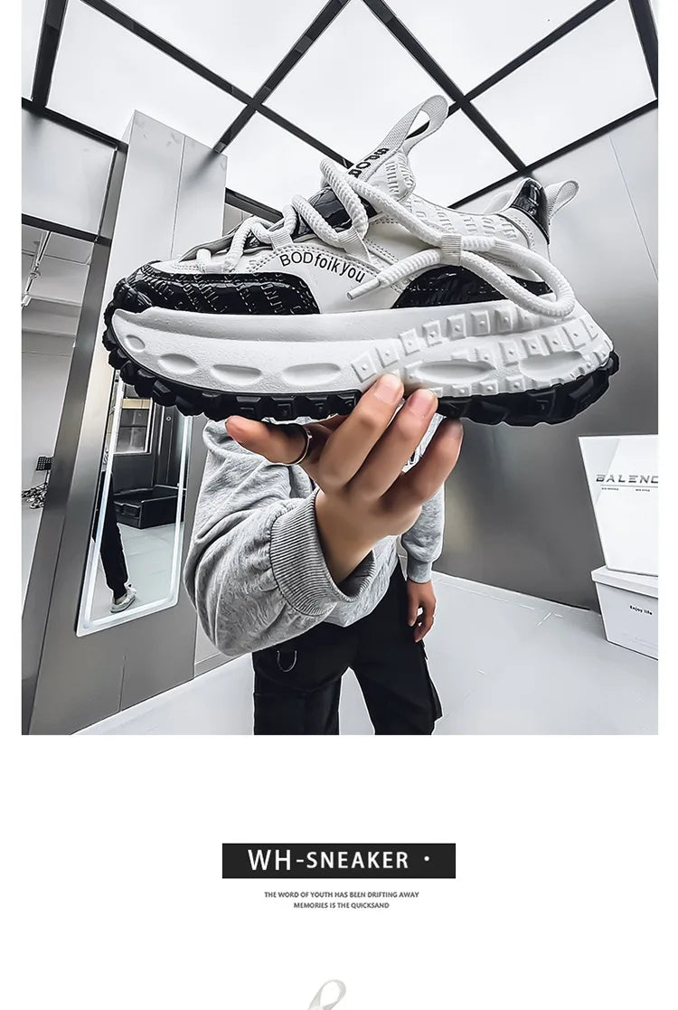New Thick Soled Height Increasing Men's Casual Shoes 2025 Spring Color Blocked Comfortable Fashion Trend Low Cut Chunky sneakers (Available)