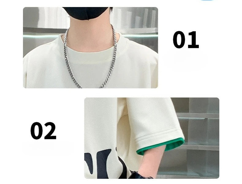 Boys Summer Letter Print Tee Shorts Two Piece Set New Big Kids Casual Wear Outfit Everyday Wear Simple Style Matching Children