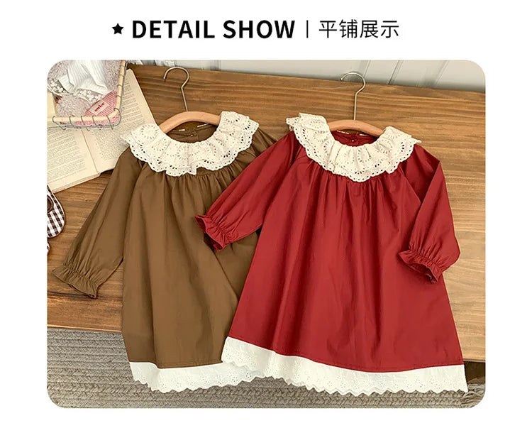 Girls' Dress Spring and Autumn 2025 New Children's Foreign Spring Dress Long Sleeve Skirt Spring Girl Princess Dress