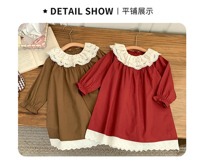Girls' Dress Spring and Autumn 2025 New Children's Foreign Spring Dress Long Sleeve Skirt Spring Girl Princess Dress