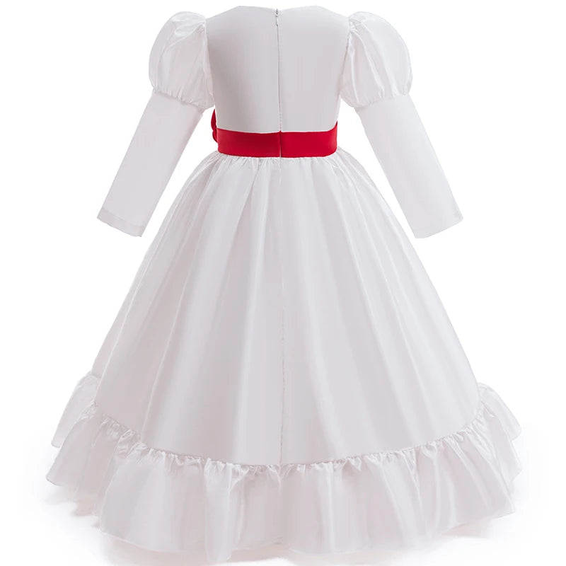 Girls Party Dresses White Wedding Bridesmaid Princess Dress Girls Elegant Birthday Piano Perform First Communion Baptism Gown