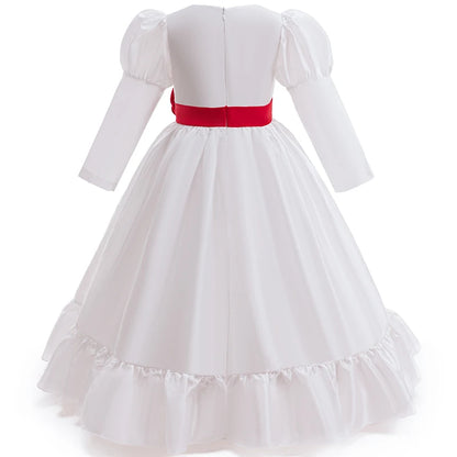 Girls Party Dresses White Wedding Bridesmaid Princess Dress Girls Elegant Birthday Piano Perform First Communion Baptism Gown