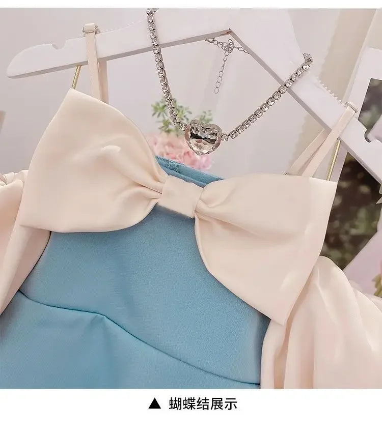 New Girls Summer Dress Fashion Bow Birthday Party Princess Dresses Clothing