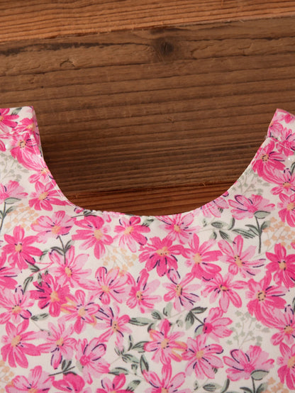 Summer Beach Party Dress for Girls Rose Red Bow Flower Print Suspender Dress Girl Casual Outdoor Outfit Sent Hat