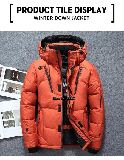 '-20 Degree Winter Down Coat Men White Duck Down Parkas Jacket Mens Thick Warm Snow Parka Jacket Overcoat Windbreaker Warm Parkas  (Available)
