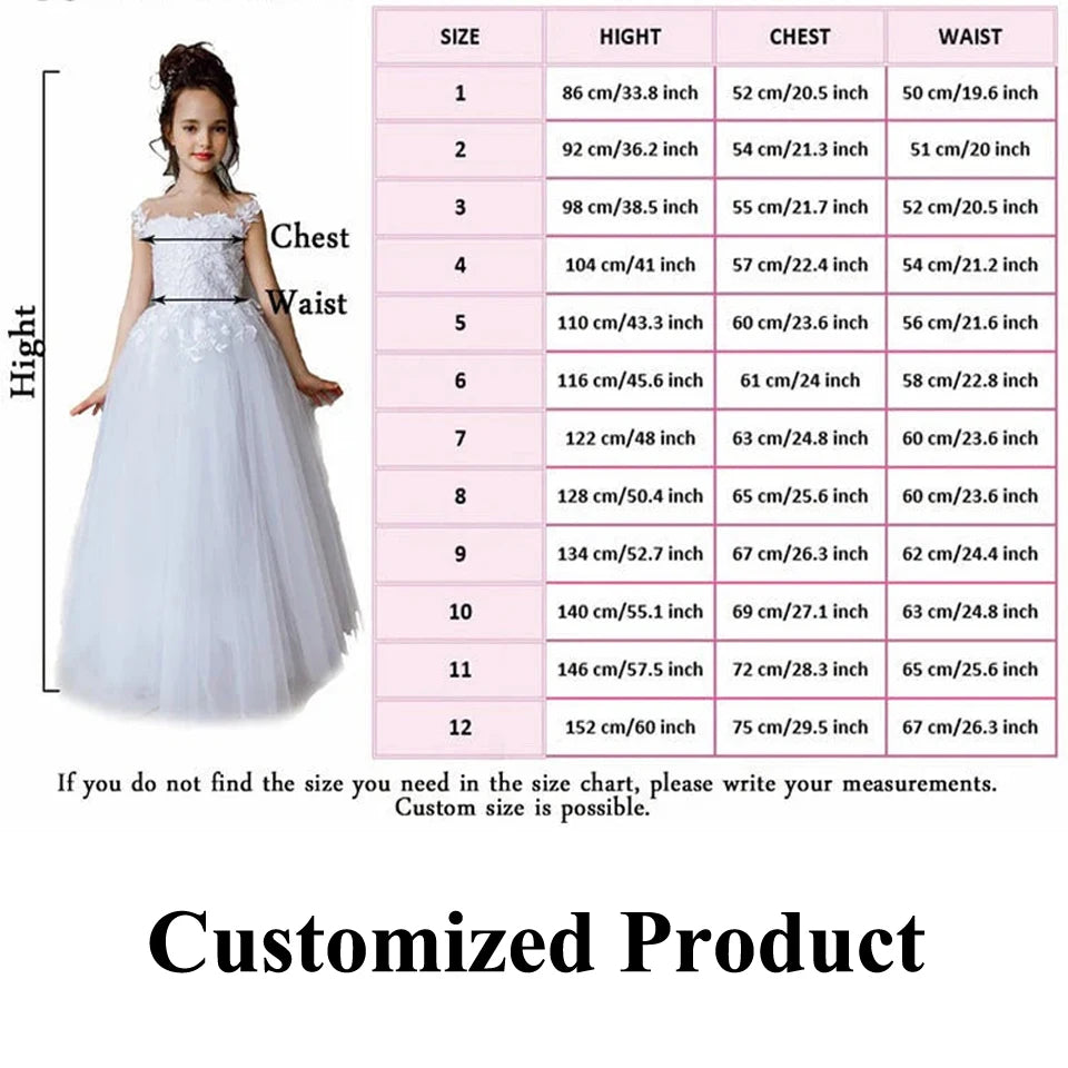 Customized Pink Cute Flower Girl Dress for Girls Wedding Party Gown Pageant Communion Robe De Demoiselle for Girls
