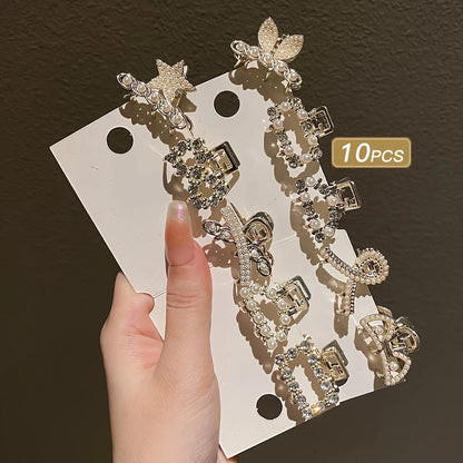 10 Girls' Hair Accessories with Multi-Color Elegant Bangs and Side Hair Claws