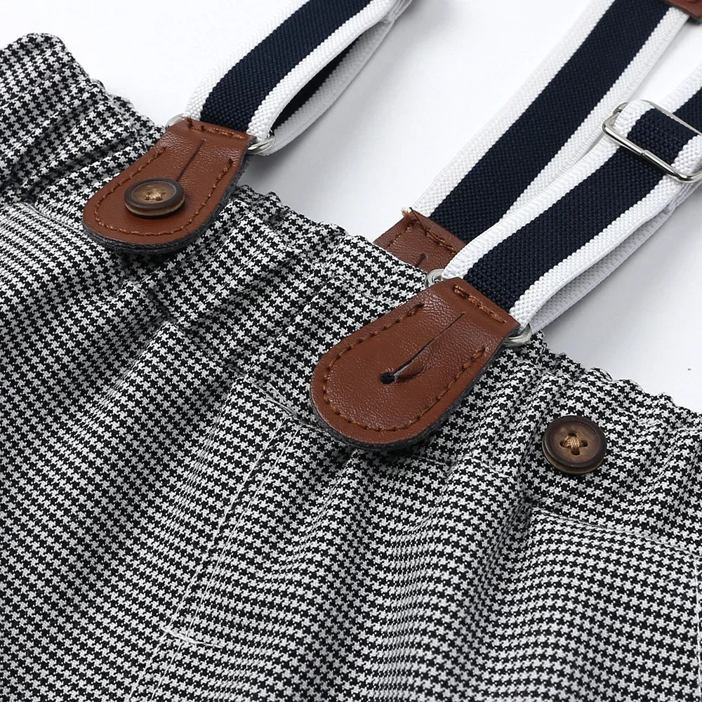 2025 Newborn Baby Gentleman Outfits Suit 2Pcs Bow Tie Romper+Suspenders Shorts Toddler Costume For Boy Wedding Birthday Party