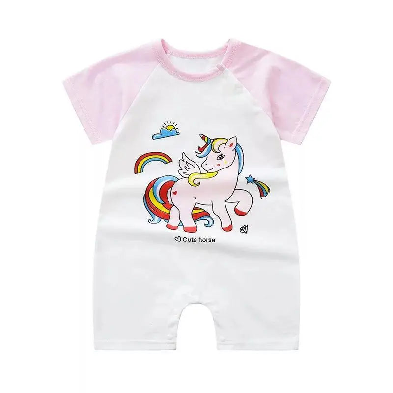 Newborn Baby Clothes Short Sleeve Romper Printed Cartoon Cute Baby Boys One-piece Clothes Toddler Jumpsuit Infantil Costume