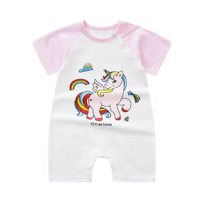 Newborn Baby Clothes Short Sleeve Romper Printed Cartoon Cute Baby Boys One-piece Clothes Toddler Jumpsuit Infantil Costume