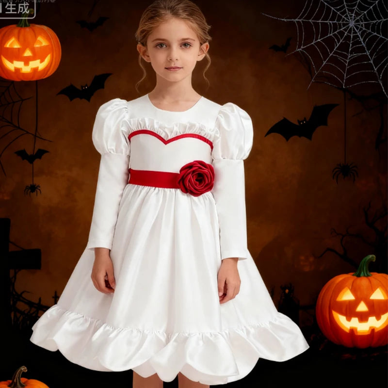 Girls Party Dresses White Wedding Bridesmaid Princess Dress Girls Elegant Birthday Piano Perform First Communion Baptism Gown