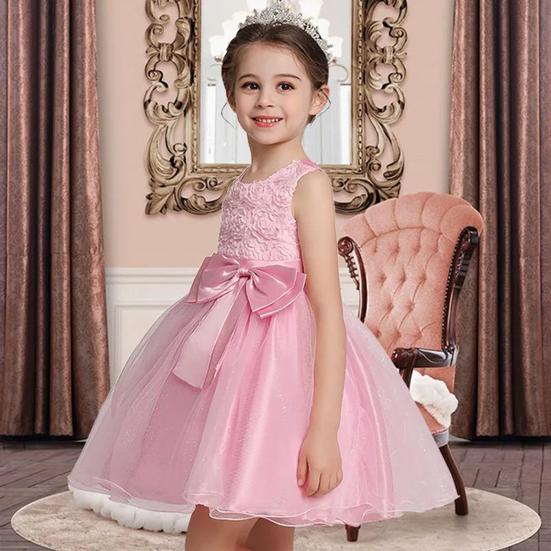 Girl Flower Princess Dress Kids Summer Gown Dresses For 1-12 Year Girls Wedding Birthday Party Clothing Children Prom Costume