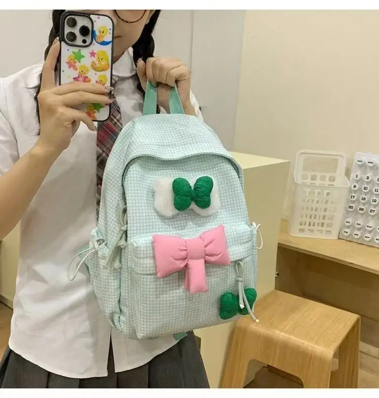 School Bag Bow Tie Schoolbag Japanese Style Instagram, College Student Backpack Fresh And Versatile Cute Backpack For Girls Gift