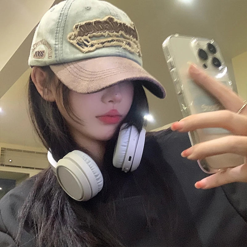 Embroidery Letters Denim Baseball Cap For Men Women Fashion Patchwork Sunshade Peaked Hat Hip Hop Cotton Dad Trucker Caps
