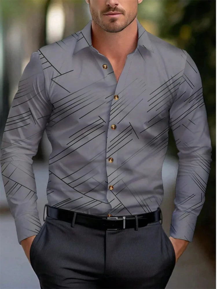 Men's long-sleeved shirt casual shirt fashion 2024 new 16 colors optional popular business oversized men's clothing (Available)