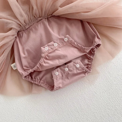 0-2 Year Old Baby Dress Summer New Newborn Centennial Birthday Party Girl Princess Dress Sleeveless Mesh Romper Dress