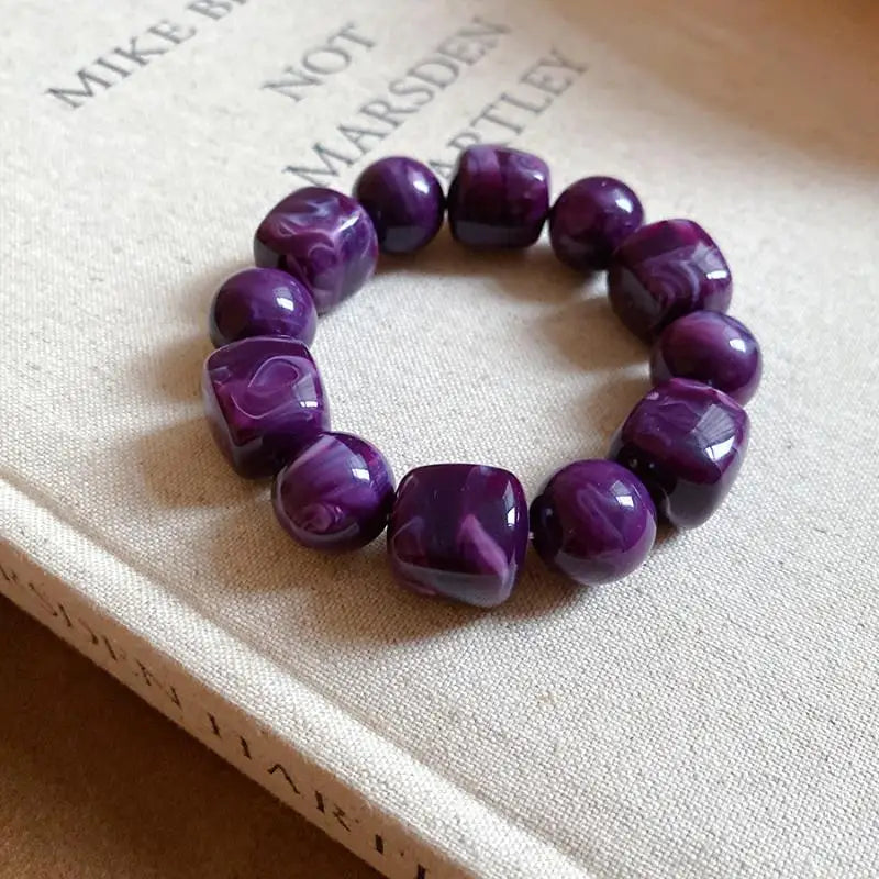 Women's Bracelet with Square and Round Acrylic Beads; Simple European and American Inspired Design, Korean Fashion Accessory