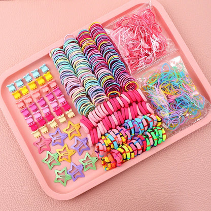 Hair Accessories Set For Girls Hair Clip Set Elastic Rubber Bands Flower Hair Clip Metal Snap Hair Clips For Girls Birthday Gift