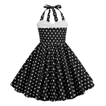European and American girls' dressnew style halter polka dot retro children's dress, party carnival children's performance dress