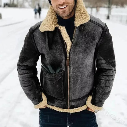 Winter Jacket for Mens 2024 Warm Jackets Motorcycle Stand Collar Zipper Pockets Male Winter New Coats Biker Faux Leather Fashion (Stock)