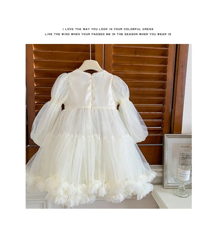 Girls' Princess Dress, High-end Flower Girl, Little Girl's Birthday Western-style Children's Palace Style Pearl Dress