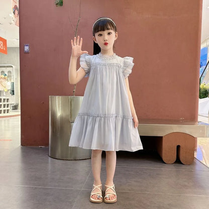 Girls Summer Dresses Solid Color Dress for Girl Sleeveless Children Dresses Casual Style Costumes for Girls 4 6 8 10 11 12 Years