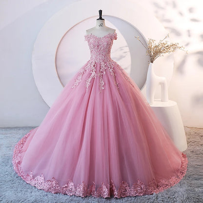 Dust Pink Party Dresses 15 Quinceanera Dresses Ball Gown Elegant Off Shoulder Prom Gown Formal 15 Year Old Dress Customized