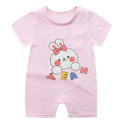 Newborn Baby Clothes Short Sleeve Romper Printed Cartoon Cute Baby Boys One-piece Clothes Toddler Jumpsuit Infantil Costume