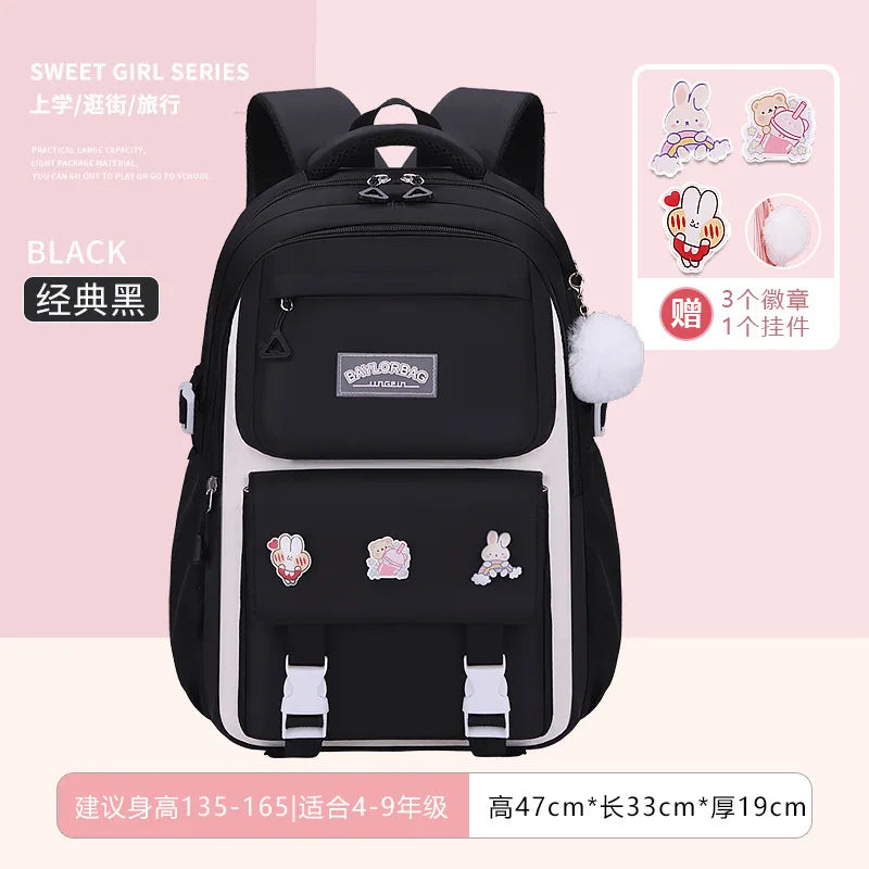 New Anti-splashing High-quality Middle High School Student Schoolbag Girls Large-capacity Burden-reducing Children's Backpack