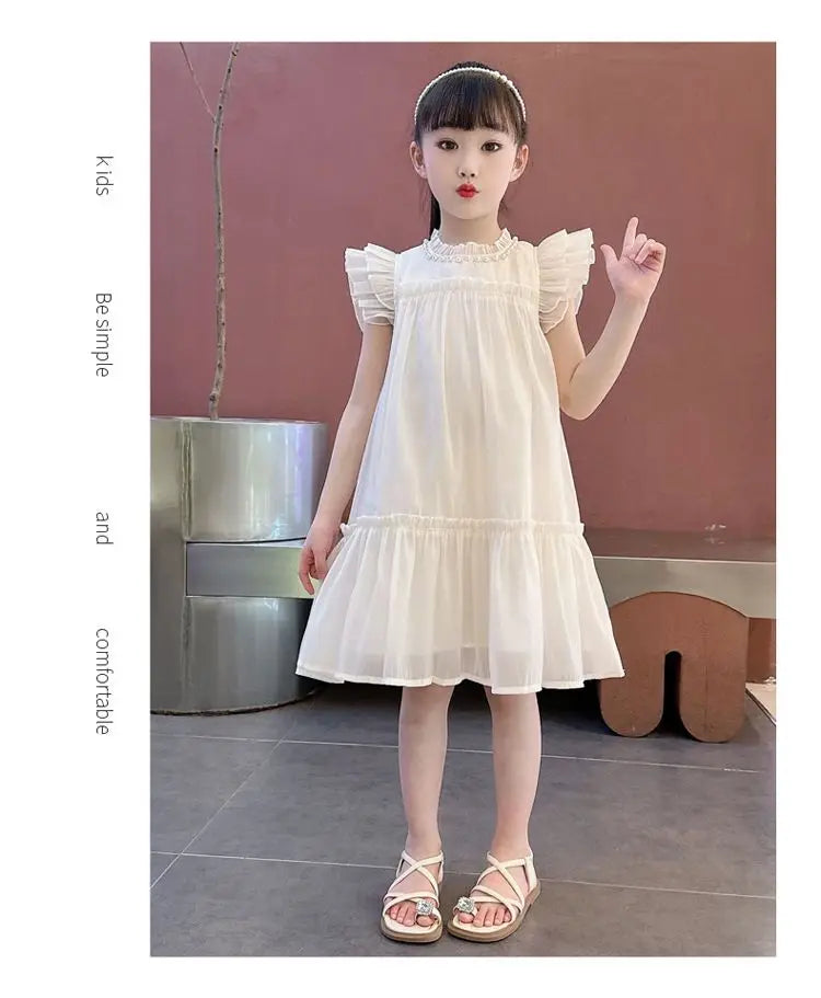 Girls Summer Dresses Solid Color Dress for Girl Sleeveless Children Dresses Casual Style Costumes for Girls 4 6 8 10 11 12 Years